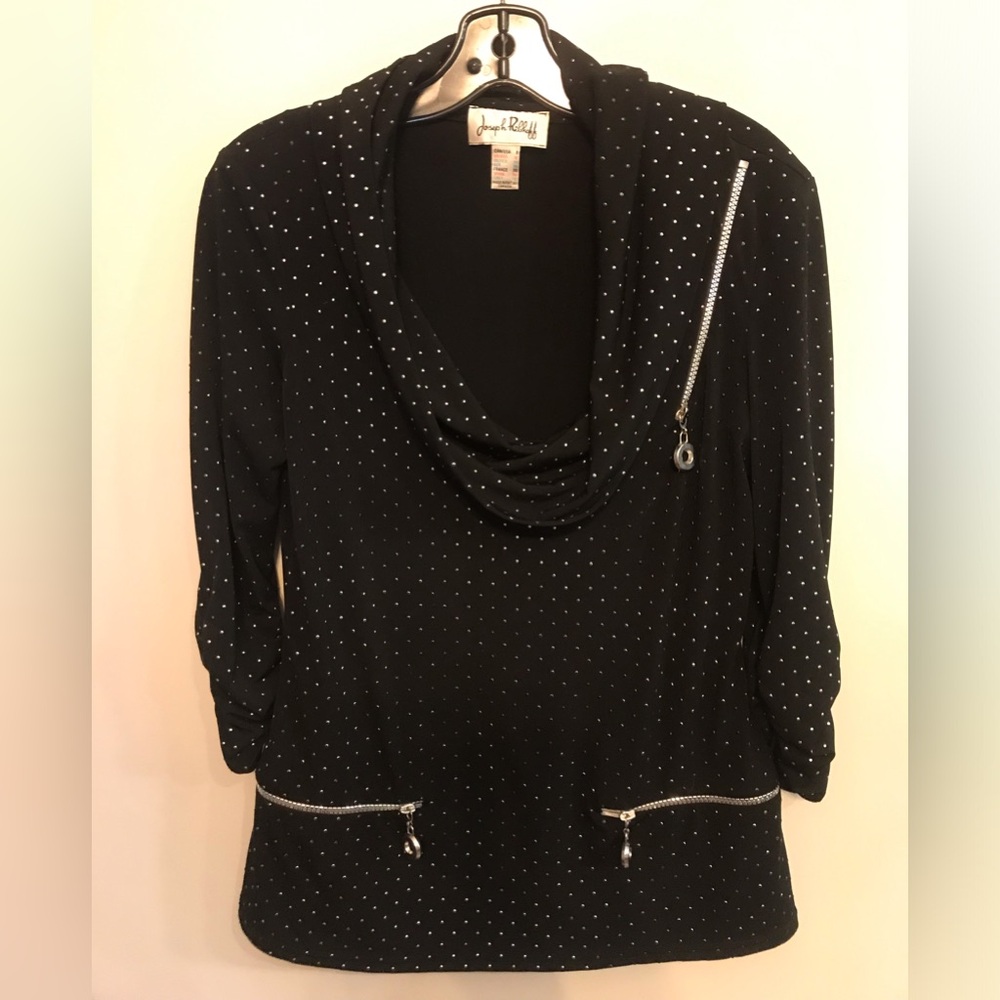 JOSEPH RIBKOFF Black w/ Silver Zippers & Dots